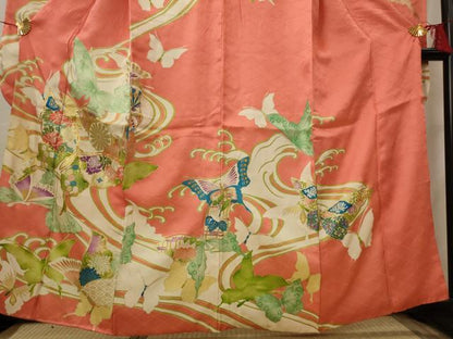 平和屋着物■豪華振袖　駒刺繍　流水舞蝶文　金彩　正絹　逸品　AABI8343st