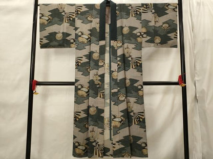 平和屋着物■男性　長襦袢　無双仕立て　陶器文　金彩　未使用　AABI8346st