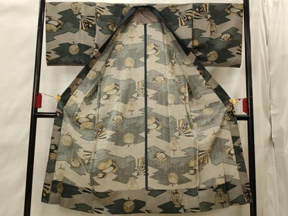 平和屋着物■男性　長襦袢　無双仕立て　陶器文　金彩　未使用　AABI8346st