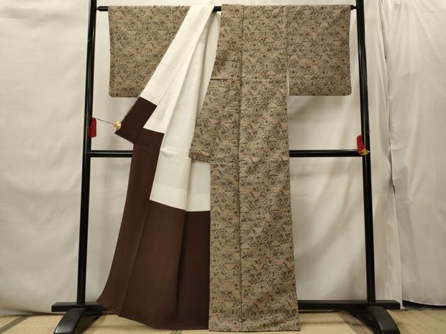 平和屋着物■お召　鳳凰花文　正絹　逸品　AABI8347st