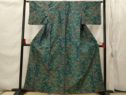 平和屋着物■上質な紬　葉尽くし　正絹　逸品　AABI8349st