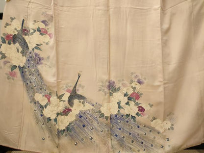 平和屋着物■訪問着　孔雀花文　金彩　正絹　逸品　AABI8350st