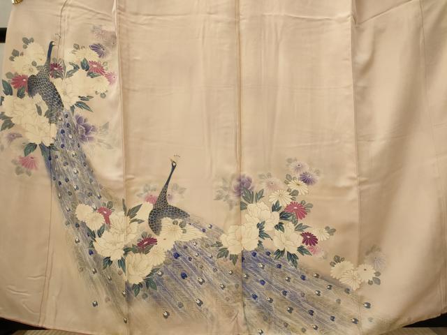 平和屋着物■訪問着　孔雀花文　金彩　正絹　逸品　AABI8350st