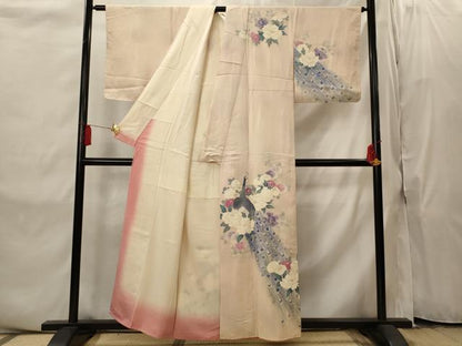 平和屋着物■訪問着　孔雀花文　金彩　正絹　逸品　AABI8350st