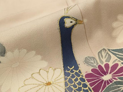 平和屋着物■訪問着　孔雀花文　金彩　正絹　逸品　AABI8350st