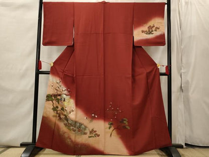 平和屋着物■訪問着　人物風景文　暈し染め　金銀彩　正絹　逸品　AABI8351st