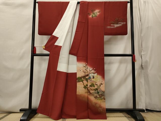 平和屋着物■訪問着　人物風景文　暈し染め　金銀彩　正絹　逸品　AABI8351st