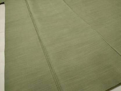 平和屋着物■上質な紬　色無地　鶸茶色　正絹　逸品　AABI8352st