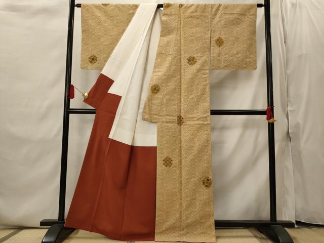 平和屋着物■上質な紬　松皮菱花文　正絹　逸品　未使用　AABI8353st
