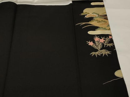 平和屋着物■豪華黒留袖　雪輪花文　金彩　正絹　逸品　AABI8356st