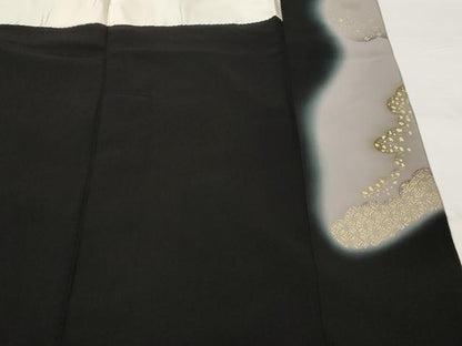 平和屋着物■豪華黒留袖　刺繍　飛鶴花文　暈し染め　金彩　正絹　逸品　AABI8359st