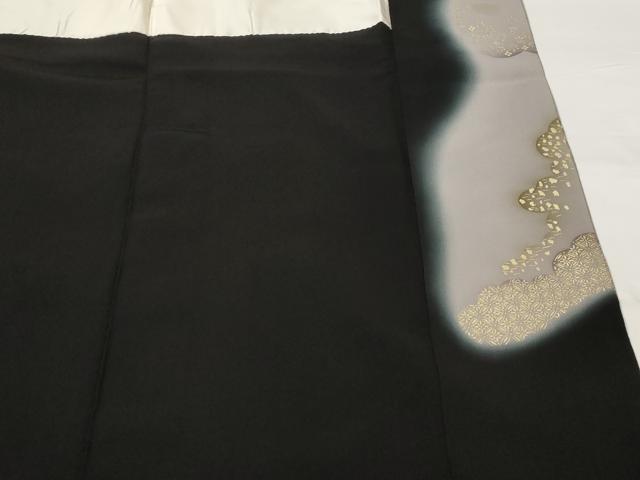 平和屋着物■豪華黒留袖　刺繍　飛鶴花文　暈し染め　金彩　正絹　逸品　AABI8359st