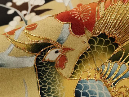 平和屋着物■豪華黒留袖　駒刺繍　花鳥文　金彩　正絹　逸品　AABI8361st