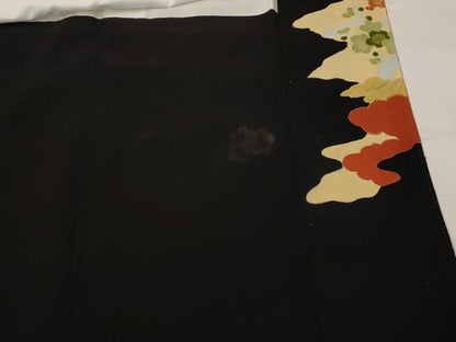 平和屋着物■豪華黒留袖　駒刺繍　花鳥文　金彩　正絹　逸品　AABI8361st