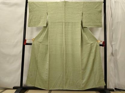 平和屋着物■上質な色無地　流水草花地紋　柳茶色　正絹　逸品　AABI8365st