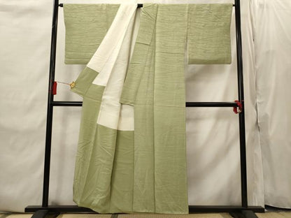 平和屋着物■上質な色無地　流水草花地紋　柳茶色　正絹　逸品　AABI8365st