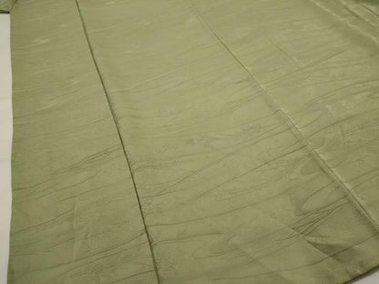 平和屋着物■上質な色無地　流水草花地紋　柳茶色　正絹　逸品　AABI8365st