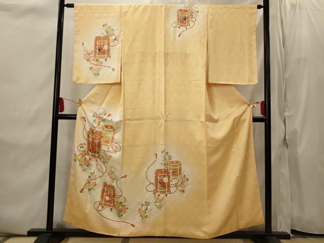 平和屋着物■訪問着　駒刺繍　貝桶花文　暈し染め　金彩　正絹　逸品　未使用　AABI8366st