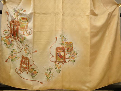 平和屋着物■訪問着　駒刺繍　貝桶花文　暈し染め　金彩　正絹　逸品　未使用　AABI8366st