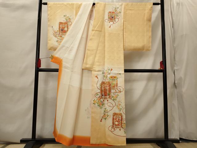 平和屋着物■訪問着　駒刺繍　貝桶花文　暈し染め　金彩　正絹　逸品　未使用　AABI8366st