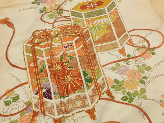 平和屋着物■訪問着　駒刺繍　貝桶花文　暈し染め　金彩　正絹　逸品　未使用　AABI8366st