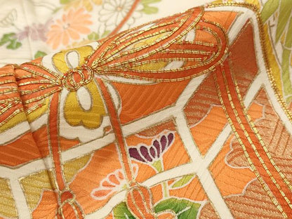 平和屋着物■訪問着　駒刺繍　貝桶花文　暈し染め　金彩　正絹　逸品　未使用　AABI8366st