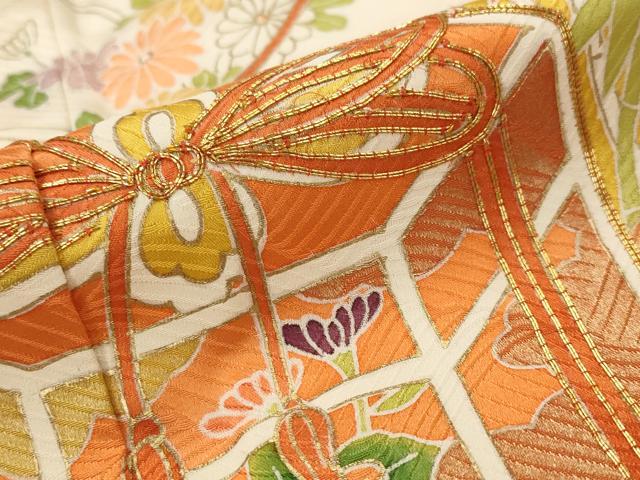 平和屋着物■訪問着　駒刺繍　貝桶花文　暈し染め　金彩　正絹　逸品　未使用　AABI8366st