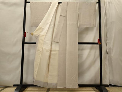 平和屋着物■上質な色無地　流水地紋　灰桜色　正絹　逸品　AABI8369st