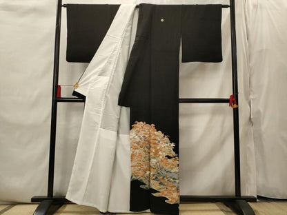 平和屋着物■豪華黒留袖　風景文　金彩　正絹　逸品　AABI8371st