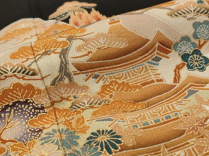 平和屋着物■豪華黒留袖　風景文　金彩　正絹　逸品　AABI8371st