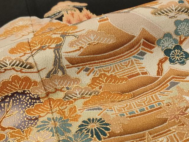 平和屋着物■豪華黒留袖　風景文　金彩　正絹　逸品　AABI8371st