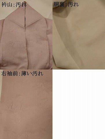 平和屋着物■上質な色無地　笹の葉地紋　撫子色　正絹　逸品　AABI8376st