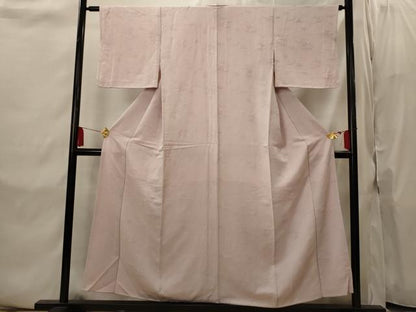 平和屋着物■上質な色無地　笹の葉地紋　撫子色　正絹　逸品　AABI8376st