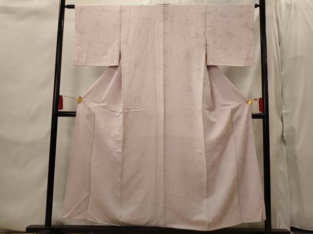 平和屋着物■上質な色無地　笹の葉地紋　撫子色　正絹　逸品　AABI8376st