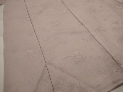 平和屋着物■上質な色無地　笹の葉地紋　撫子色　正絹　逸品　AABI8376st