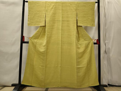 平和屋着物■上質な色無地　草葉地紋　芥子色　正絹　逸品　AABI8377st