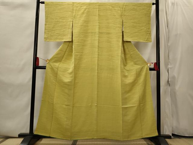 平和屋着物■上質な色無地　草葉地紋　芥子色　正絹　逸品　AABI8377st