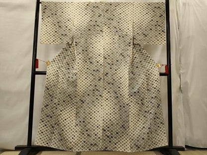 平和屋着物■上質な小紋　菱松文様　金彩　正絹　逸品　AABI8378st