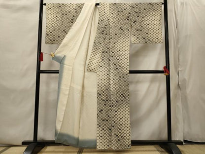 平和屋着物■上質な小紋　菱松文様　金彩　正絹　逸品　AABI8378st