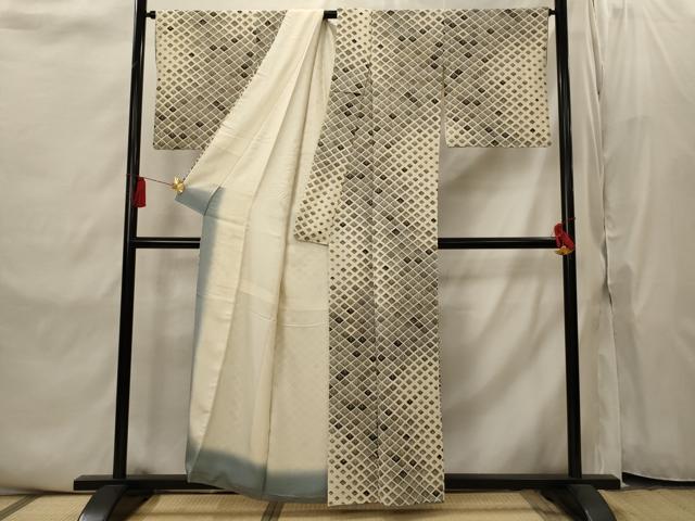 平和屋着物■上質な小紋　菱松文様　金彩　正絹　逸品　AABI8378st