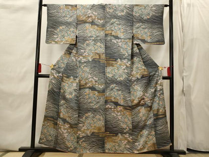 平和屋着物■上質な小紋　エ霞花文　正絹　逸品　AABI8379st