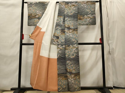 平和屋着物■上質な小紋　エ霞花文　正絹　逸品　AABI8379st