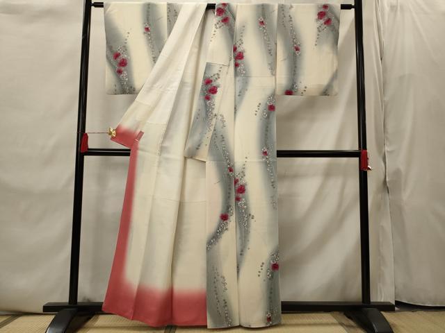平和屋着物■上質な小紋　草花文　暈し染め　正絹　逸品　AABI8382st