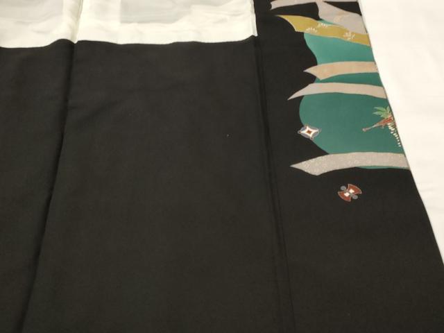 平和屋着物■豪華黒留袖　作家物　駒刺繍　色紙人物風景文　金彩　正絹　逸品　AABI8384st