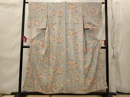 平和屋着物■上質な小紋　草花文　正絹　逸品　未使用　AABI8385st