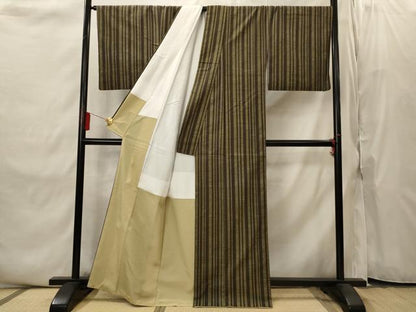平和屋着物■上質な紬　間道　正絹　逸品　AABI8388st