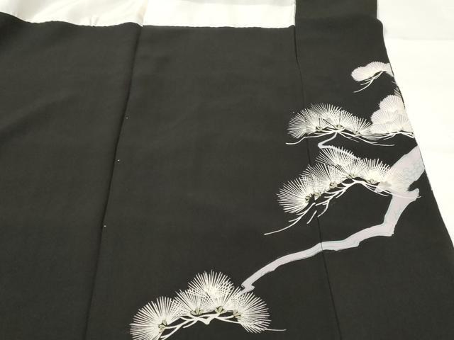 平和屋着物■豪華黒留袖　刺繍　飛鳥松文　金銀糸　金彩　正絹　逸品　AABI8391st