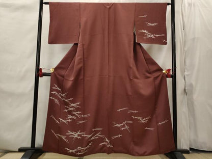 平和屋着物■訪問着　松葉文　金彩　正絹　逸品　AABI8399st