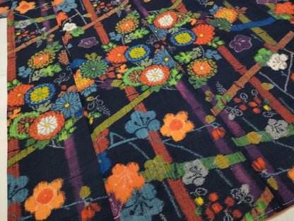 平和屋着物■上質な紬　草花文　正絹　逸品　AABI8409st