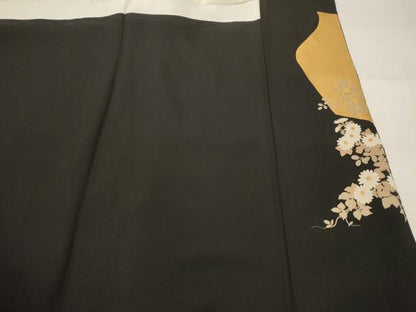 平和屋着物■豪華黒留袖　駒刺繍　色紙飛鶴花文　金銀彩　正絹　逸品　AABI8411st